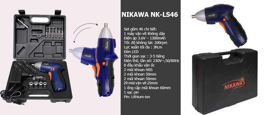 Máy khoan vặn vít không dây Nikawa LS-46 1 Máy khoan vặn vít không dây Nikawa LS-46
